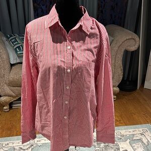 Old Navy Red and White Striped Button Down Shirt